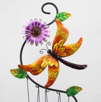 Metal mariposa libélula al aire libre Windchimes jardín estaca ornamento Decoración