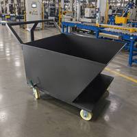 Carro de transporte industrial motorizado basculante para chatarra metálica, troquelado y residuos de máquinas CNC, para taller