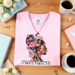 T-Shirt da Donna Comfort Colors, Girocollo, Manica Corta, Stampa Floreale, Giornata Internazionale dell'Unità, Casual Primavera Estate, 100% Cotone - Product Image 2