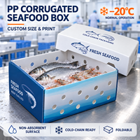 Boîte à fruits de mer pliable en plastique ondulé PP, taille et impression personnalisées avec couvercle pour l'emballage de poisson glacé et le transport en chaîne du froid