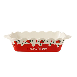 Horno de cerámica con diseño de fresas, ideal para Instagram, para uso doméstico, perfecto para hornear queso y disfrutar de una fruta lujosa. - Product Image 2