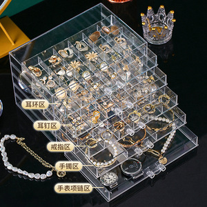Jewelry <b>Box</b> Organizer Plastic Clear Multi Layer <b>Storage</b> For Earrings Bracelets Necklaces <b>Small</b> Capacity 10-20 L - Product Image 2