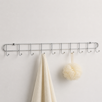 Crochets muraux durables en acier au carbone argenté OEM ODM à 6/8/10 crochets pour salle de bain et toilettes