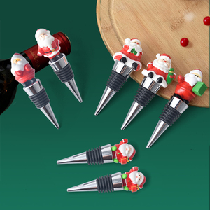 Ouyada bán buôn giáng sinh ủng hộ Đảng thanh lịch kim loại Santa Claus và rượu vang đỏ Stopper chân không chai Stopper bởi Cây giáng sinh - Product Image 1