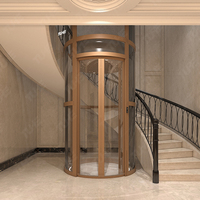 Petit ascenseur domestique personnalisable, ascenseur domestique en verre rond pour villa de luxe