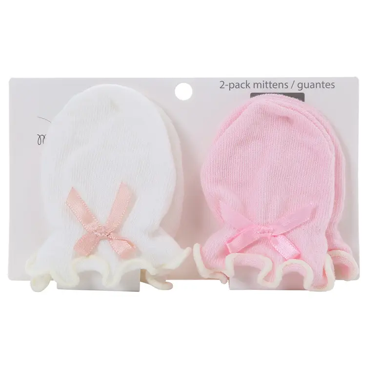 2 Paren/set Nieuwe Ontwerp Effen Kleur Anti-Etende Hand Baby Anti-Krashandschoenen Strik Prinses Schattige Warme Babyhandschoenen Groothandel