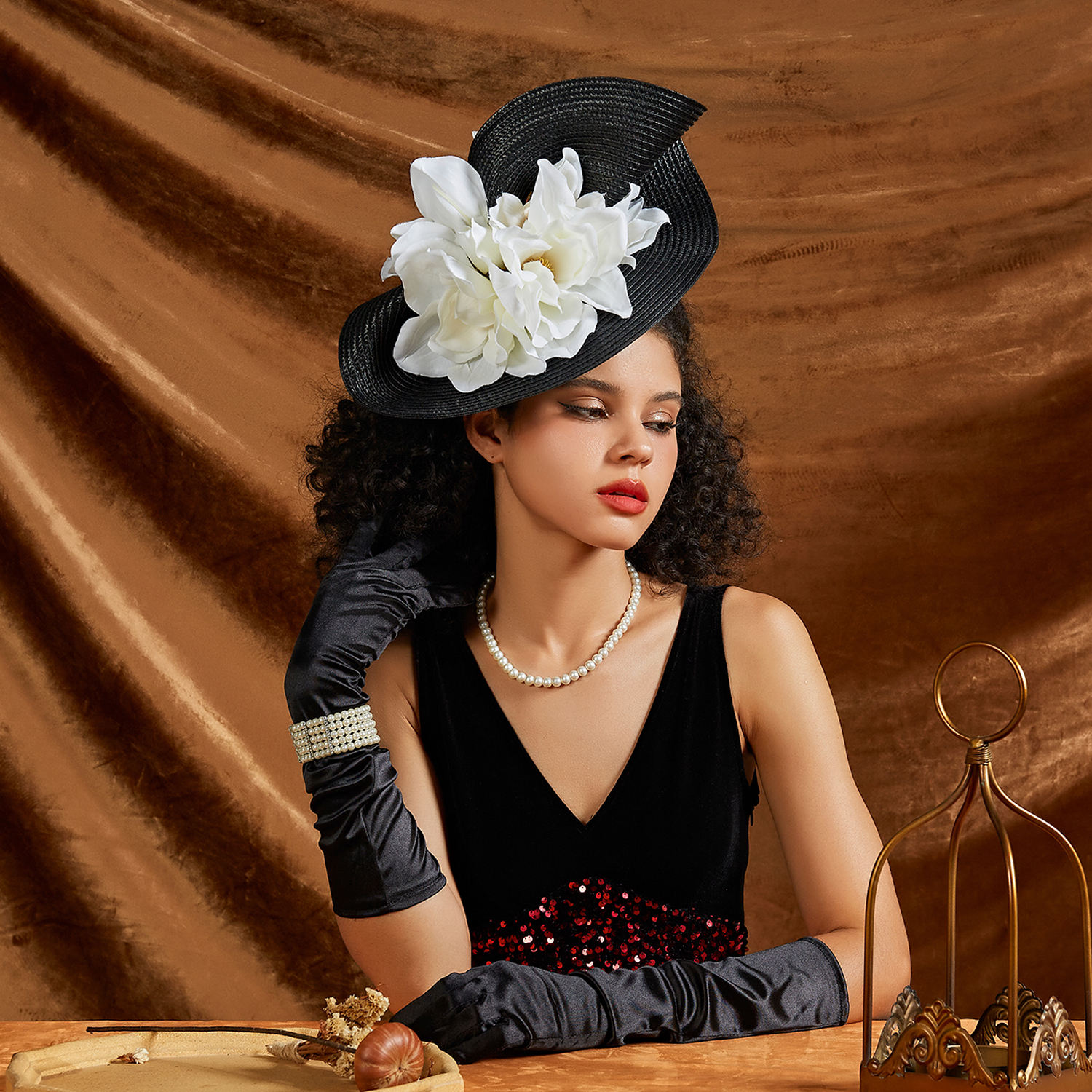 White Fascinator Tea Party Hat BABEYOND Kentucky Flower Organza