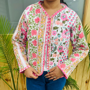 New Cotton Women's <b>Quilted</b> <b>Jacket</b> Block Printed Boho Style <b>Quilted</b> Handmade <b>Jackets</b>, Gifts Button Closer <b>Jacket</b> for Women Gifts - Product Image 1