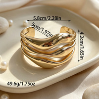 Nouveaux bijoux de mode, bracelet ouvert à triple couche ondulé plaqué or 18 carats pour femmes, bracelets abstraits irréguliers et épais