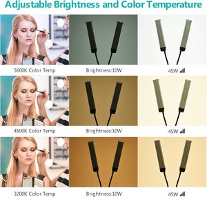 Nouveau kit d'éclairage LED à double bras dimmable 45W 3200-5600K pour maquilleur, cils, beauté, sourcils, tatouage, studio vidéo, photographie - Product Image 2
