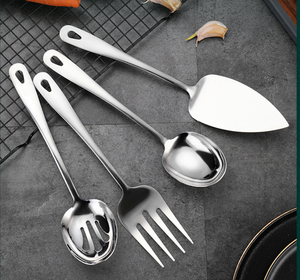 DFU73 Juego de Utensilios de Servicio de Acero Inoxidable, Modernos y de Lujo, Cuchara, Tenedor y Pala para Servir, Suministros para Buffet, Color Dorado - Product Image 2