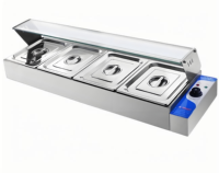 Bain-marie commercial chauffe-plats avec couvercle en verre, en acier inoxydable, électrique, pour buffet, table vapeur, restaurant, traiteur, hôtel Hecheng
