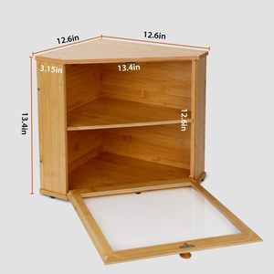 Boîte à pain en bambou à double couche avec porte en acrylique, conteneur de rangement alimentaire pour la cuisine et le bureau - Product Image 5