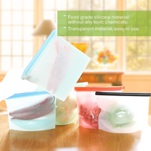 500ml/1000ml/1.5L Reusable Food Grade Platinum Silicone Zip-lock Leakproof Eco-Friendly Square Storage Bags for Kitchen Use - Product Image 2