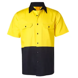 刺绣专业男士建筑安全机械师制服短袖衬衫，带工作标志