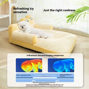 가을 겨울 시원한 강아지 침대, 큰 눈의 귀여운 아이스 빈 패턴, 모든 계절용 고양이 침대, 애완동물 등받이 강아지 쿠션 - Product Image 2
