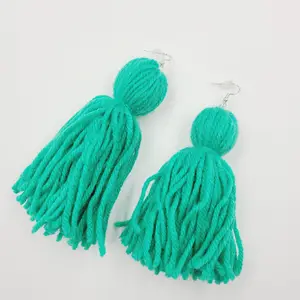 H&P creative fashion multi color tassel earrings women boho earrings handmade cotton long tassel earring