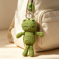 Porte-clés en peluche grenouille mignon, doux, style Kawaii, animal en peluche de dessin animé, vente en gros, pendentif personnalisé, breloque de sac, accessoire, cadeaux pour enfants