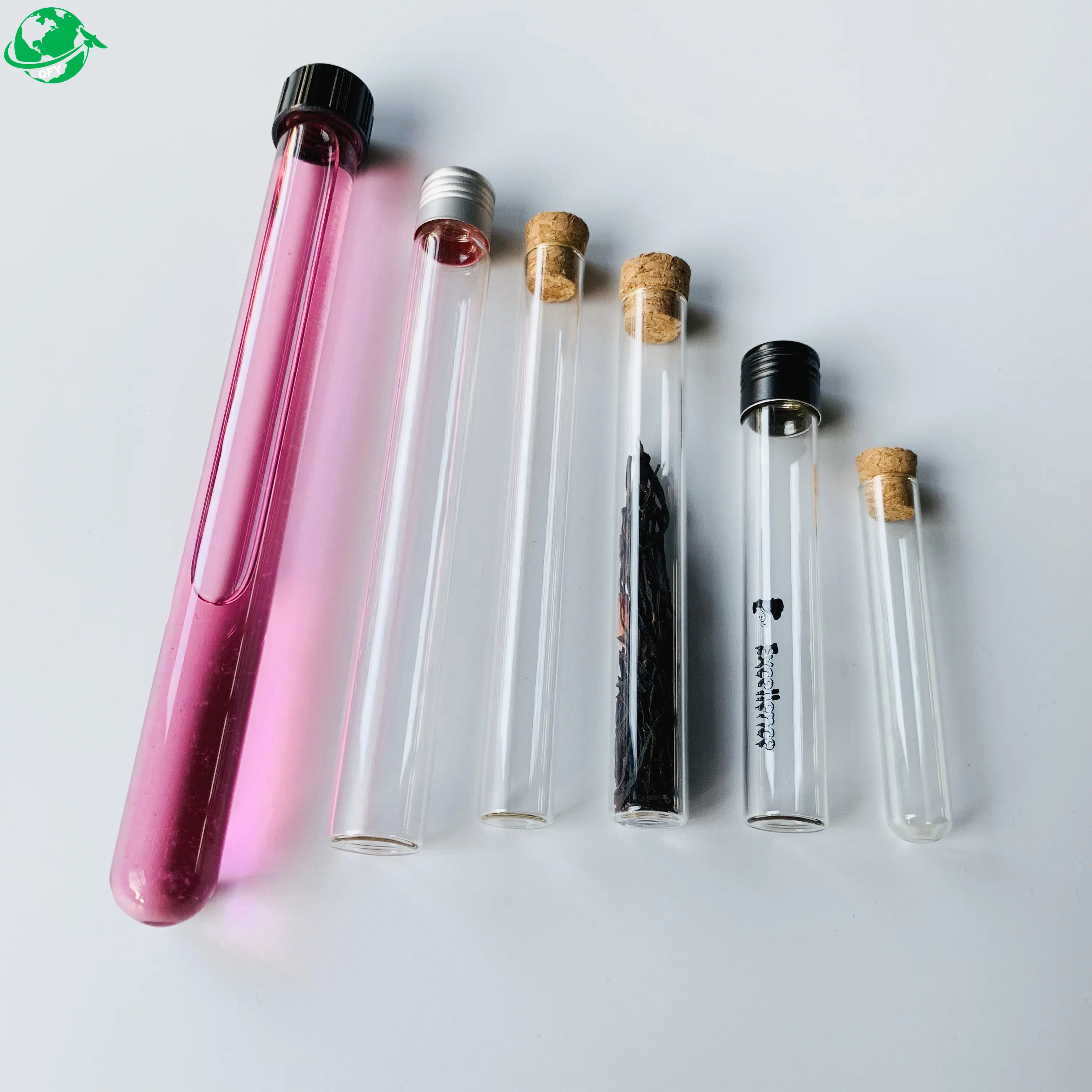 18mm*180mm Glass Test Tubes with Cork Round Bottom Cigar Packaging Tube Laboratory Glassware