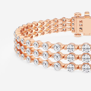 Bracelet de mode à trois rangs avec diamants ronds de laboratoire de 8,12 carats, 6,5 pouces, bijoux élégants et étincelants pour femmes - Product Image 1