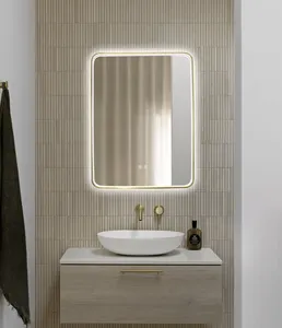 Custom Modern Hotel Bath Mirror Decorative Wall LED Bathroom Mirror With Light Smart Mirror