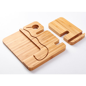 Support de téléphone en bambou pour bureau, chargeur sans fil pour montre connectée et téléphone - Product Image 2