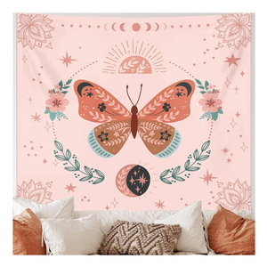 Tapiz Decorativo de Pared con Diseño de Mariposas Rosas, Estilo Bohemio, Mandala, Arte Floral, <span class=keywords><strong>para</strong></span> Dormitorio de Adolescentes - Product Image 1