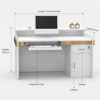Comptoir de réception moderne de luxe effet marbre blanc avec finition dorée élégante pour salon de beauté et magasin de vêtements