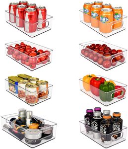 Set Of 8 Plastic Stackable Clear Kitchen Freezer Refrigerator Organizer Bins Boxes