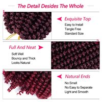 Tresses synthétiques en fibre à basse température, 8 pouces, volumineuses, pour femmes, extensions de cheveux, torsades à ressort, bomb twist, crochet, trame unique