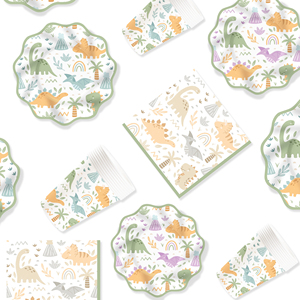 DAMAI New Design Dinosaur Theme Disposable Dessert Dinner <b>Paper</b> Plates Cup Napkin Tableware Set for Party Supplies - Product Image 4