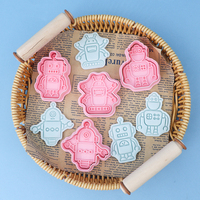 Série Robot – Emporte-pièces 3D en plastique écologique pour biscuits, moule à pâte à modeler DIY imprimé