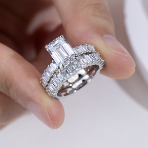 Anillo de compromiso Messi Jewelry MSR-2171 de platino con diamante cultivado de corte radiante - Product Image 5