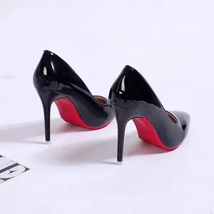 Sepatu Stiletto ujung lancip hak tinggi wanita, sepatu hak tinggi sol merah mewah 2023