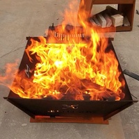 Brasero extérieur moderne en acier Corten, découpe laser, revêtement en poudre sans fumée, finition rouille rouge artistique