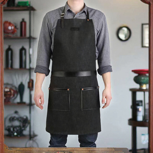 Chất Lượng Cao Bán Buôn Có Thể Điều Chỉnh Bib Không Tay Đầu Bếp Tạp Dề Nhiệm Vụ Nặng Nề Chính Hãng Da Cắt Tóc Tạp Dề - Product Image 5