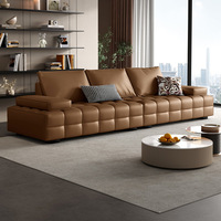 Canapé italien haut de gamme minimaliste une place en cuir véritable, rembourré en éponge, design mobile pour grands salons ; Modèles 1266/1219