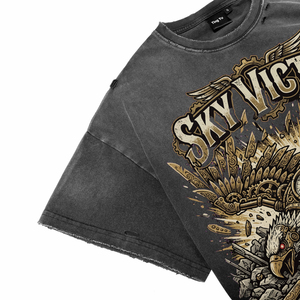 T-shirt décontracté pour homme en coton respirant, coupe oversize, col rond, manches courtes, style vintage délavé à l'acide, avec impression personnalisée sur le devant - Product Image 5