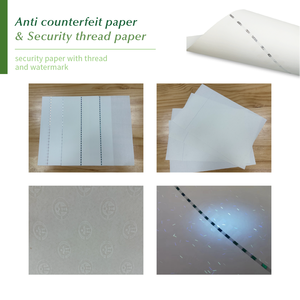 Papier de sécurité en fibres UV avec fil et filigrane motif Cerf de la forêt, 75% coton et 25% lin, format A4 - Product Image 6