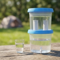 PureEasy 5.3Gal Bebas BPA PP Dapat Digunakan di Luar Jaringan Listrik, Ember Pemurni Air Sistem Gravitasi dengan Filter Membran UF Keramik yang Dapat Dicuci