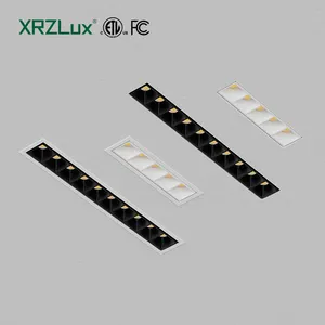 XRZLux LED Rectangular Recessed Aluminium Spotlight 5/10 Heads Recessed Linear Light AC110-220V Led Ceiling Lamp Indoor Lighting