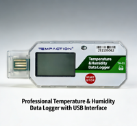 Registrador de Datos de Temperatura y Humedad Inteligente con Pantalla LCD, 43000 Registros, Generación Automática de PDF, Monitor de Cadena de Frío USB