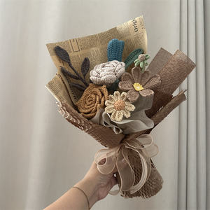 ดอกไม้ถักด้วยมือสุดสร้างสรรค์ลายซานตาคลอสและกุหลาบแดงมือ kmed ดอกไม้โครเชต์ช่อ - Product Image 3