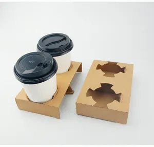 Coffee Take Away Cups Disposable Cup Carriers Biodegradable Custom Logo Printed Design Drink Carrier Paper Coffee Take Away Cup Holder