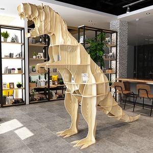Présentoir d'hôtel en bois massif en forme de T-Rex, décoration créative, étagère de rangement au <span class=keywords><strong>sol</strong></span>, rangement nordique pour enfants - Product Image 2