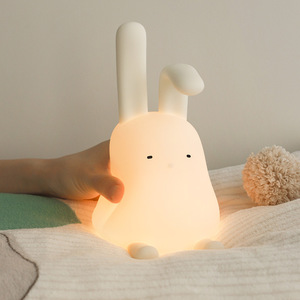 Warm <b>light</b> Cute Animal Soft Silicone Rabbit LED Night <b>Light</b> Bedroom Lamp USB Rechargeable for Kids Nursery with Timer - Product Image 1
