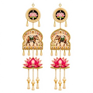 Decoración de Pared de Loto y Elefante, Hecha a Mano en India, para Diwali, Bodas, Ganesha, Fiestas, Regalos de Inauguración de Casa, Decoración de Pared para el Hogar - Product Image 2