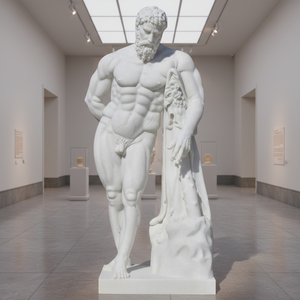 Handgemaakt Grieks marmeren Herculesbeeld op ware grootte, wit marmeren sculptuur van een naakte jonge sterkeman voor de tuin, traditioneel ontwerp - Product Image 1