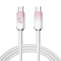 Nuevo Cable de Carga Rápida de Datos USB C a USB C de Nailon Trenzado Transparente de 1m 2m PD 60W para Teléfonos Inteligentes