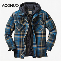 Dernier style de veste bomber formelle pour homme, hiver, coton épais, à carreaux, manches longues, capuche, fermeture éclair, non tissé, coupe-vent, service OEM